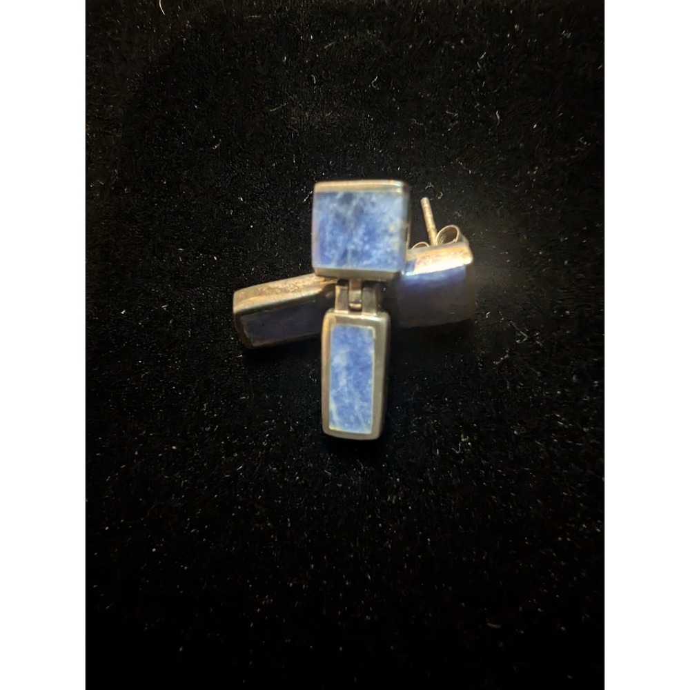 Sterling Silver Earrings Lapis Lazuli imbeded Silver Unlimited